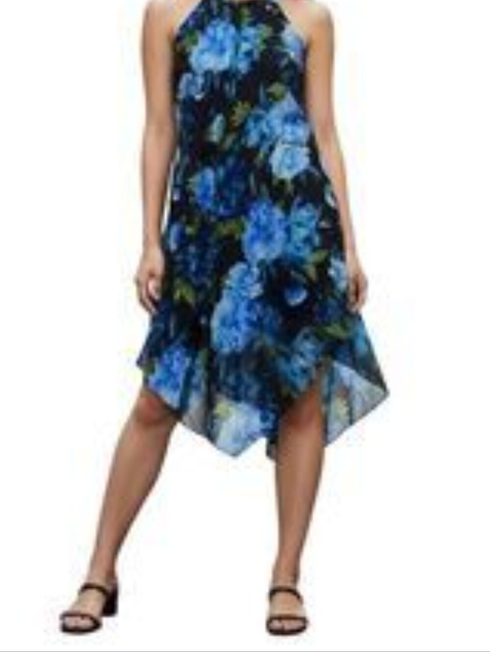 I.N.C Intl. Concepts Floral Halter Handkerchief Hem Dress NWT